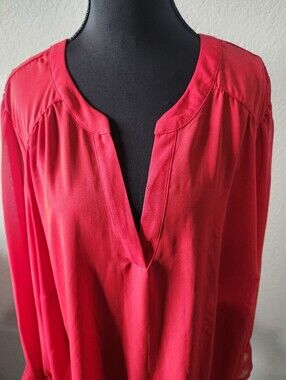 Torrid Size 4 Harper Chiffon Sleeve Long Sleeve V-neck Top Red